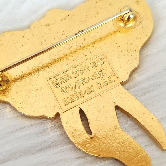 Vintage 1989 80s William Spear Enamel Champleve Handmade Elephant Brooch Pin 1.5 - Picture 7 of 10